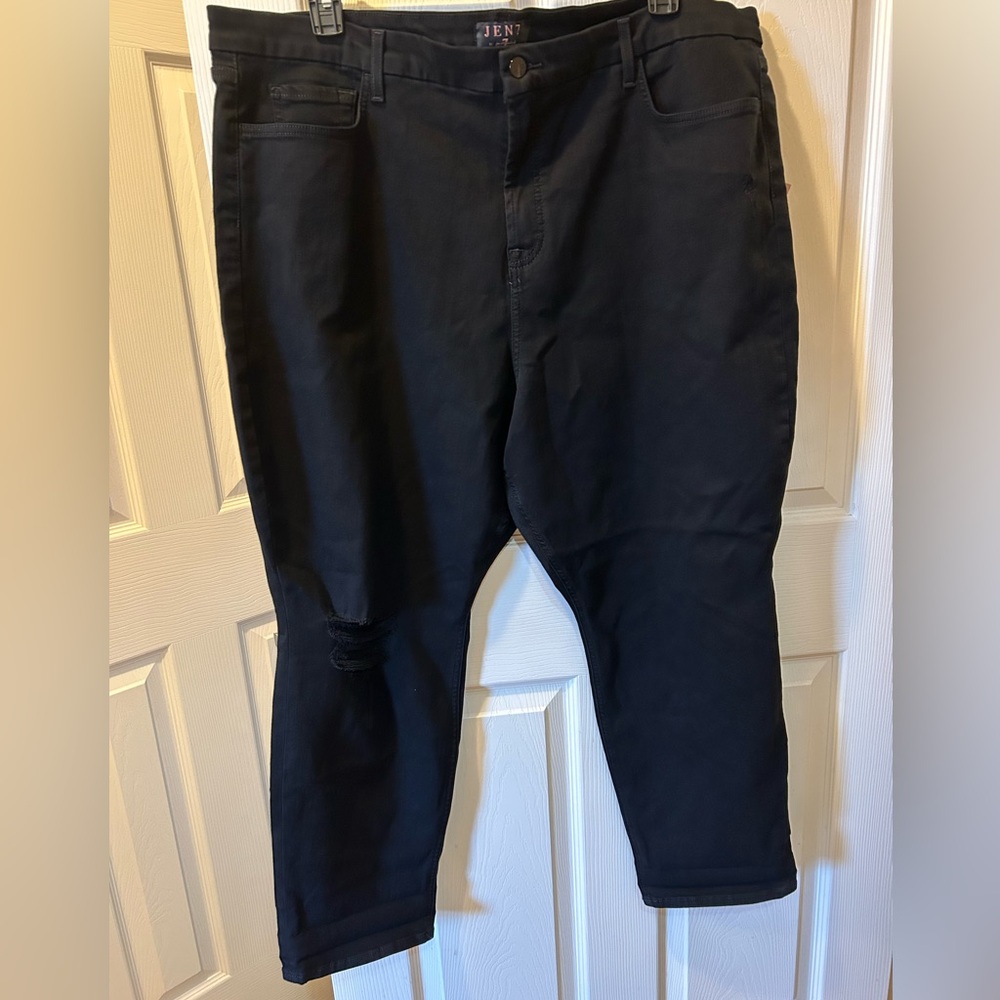 Jen 7 by 7 for All Mankind Size 24 (24W) Black Distressed Jeans Heavy Denim NWT